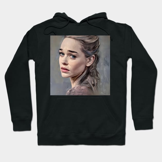 Portrait of Emilia Clarke Hoodie by bogfl